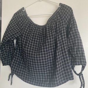 Off the Shoulder Plaid Madewell Shirt